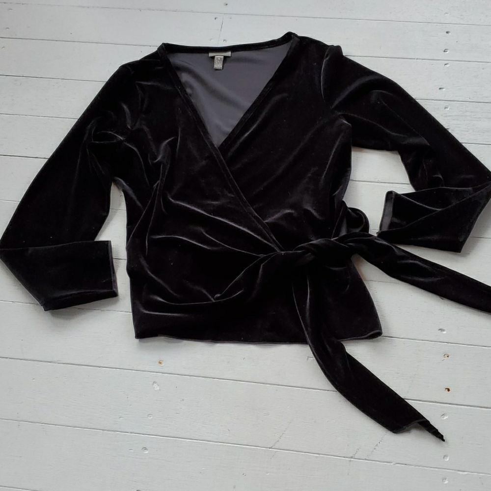 J JILL Velour Wrap Sweater